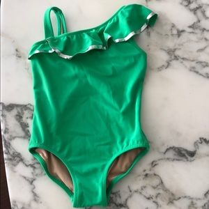 J Crew Kids Green one piece swimsuit